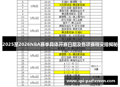 2025至2026NBA赛季具体开赛日期及各项赛程安排揭秘